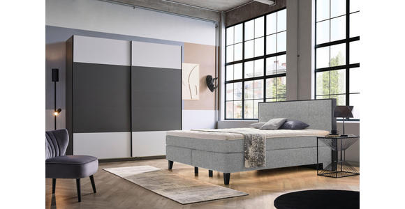 BOXSPRINGBETT 180/200 cm  in Taupe  - Taupe/Schwarz, Design, Holz/Textil (180/200cm) - Hom`in