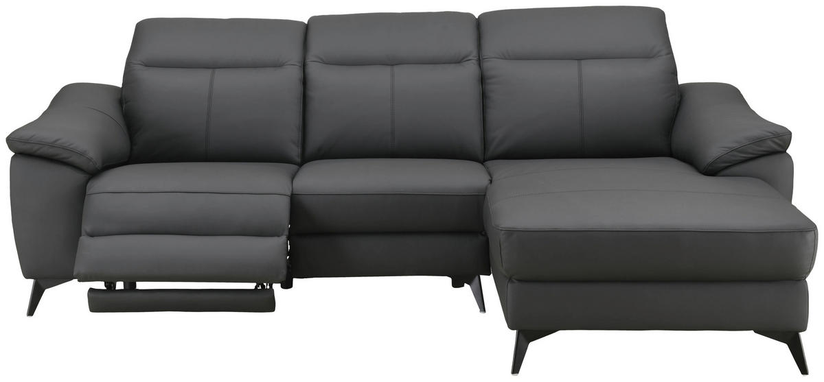 ECKSOFA  Lederlook Kombination Echtleder/Lederlook Schwarz  - Schwarz, Design, Leder/Textil (254/168cm) - Xora
