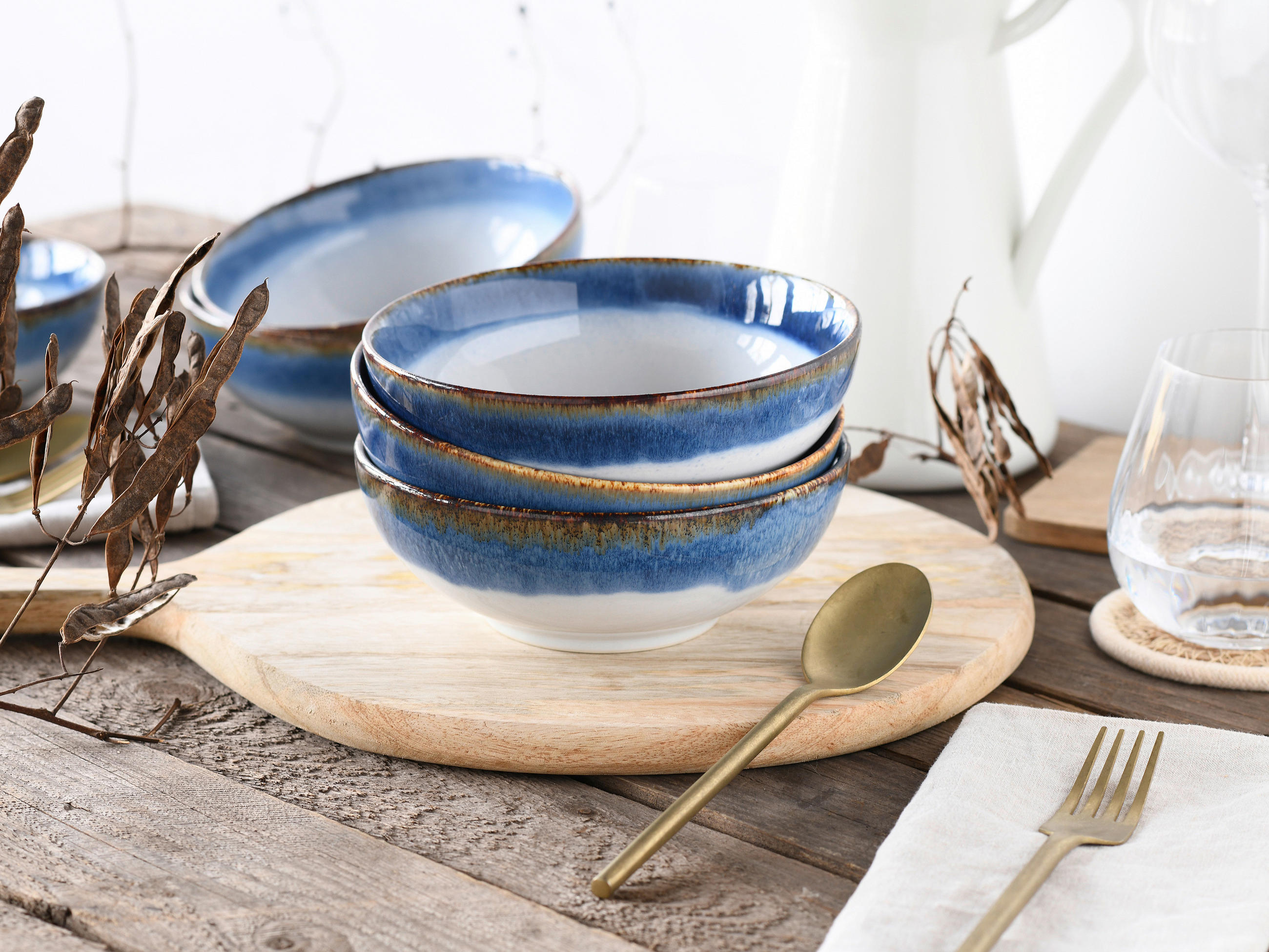 SKÅLSET 6 delar Cascade   - blå, Design, keramik - Creatable