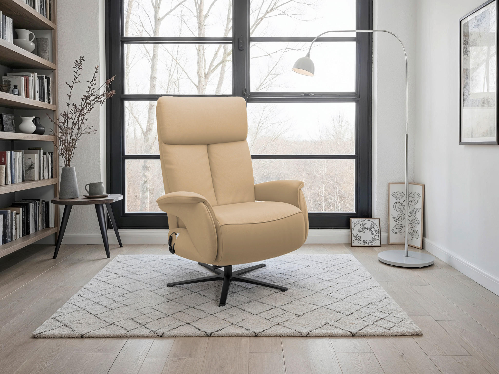 RELAXSESSEL TV TRIPLE SEVEN XTRA LARGE L3 Echtleder Kopfteilverstellung, Fußteilverstellung, Rücken echt    - Schwarz/Cappuccino, Basics, Leder/Metall (86/115/86cm) - Sit & More