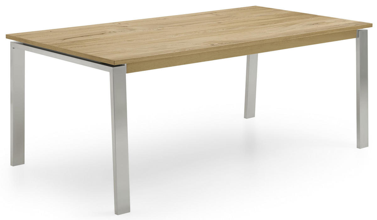 ESSTISCH in Holz, Metall, Holzwerkstoff 190/100/75 cm  - Edelstahlfarben/Eichefarben, Konventionell, Holz/Holzwerkstoff (190/100/75cm) - Venjakob
