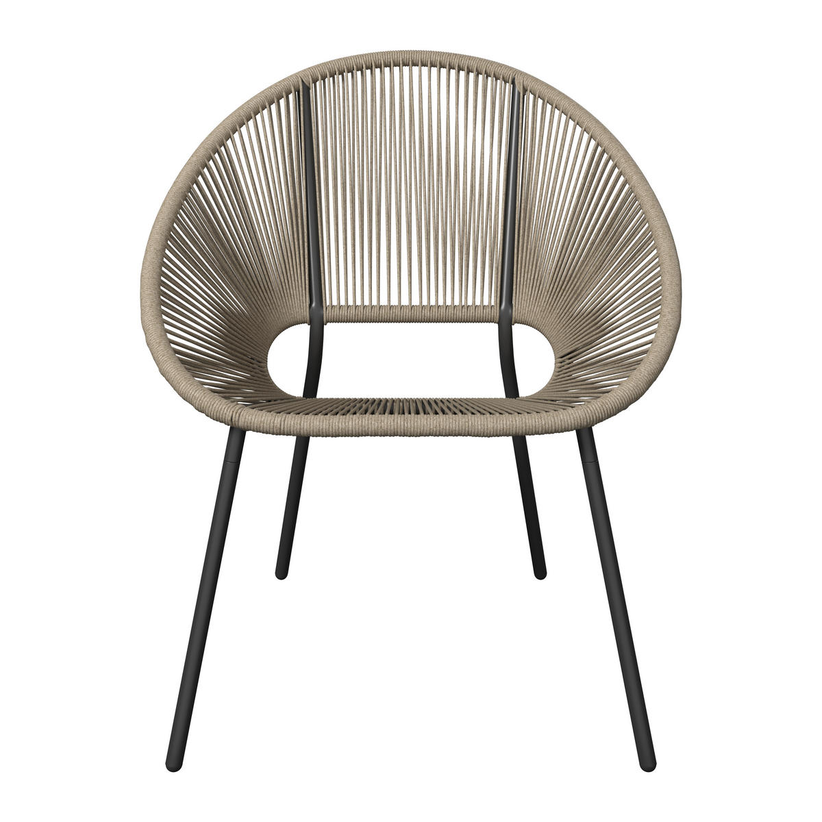 GARTENSESSEL Stahl Schwarz, Beige  - Beige/Schwarz, MODERN, Kunststoff/Metall (69/82/68cm) - Ambia Garden