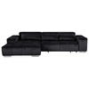 ECKSOFA Schwarz Velours  - Silberfarben/Schwarz, KONVENTIONELL, Textil/Metall (186/307cm) - Livetastic