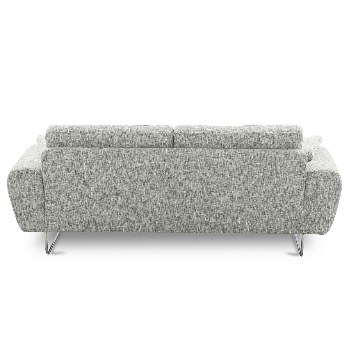 3-SITZER-SOFA SPRING in Webstoff Grau Modern  - Chromfarben/Grau, Design, Textil/Metall (187/85/92cm) - Livetastic