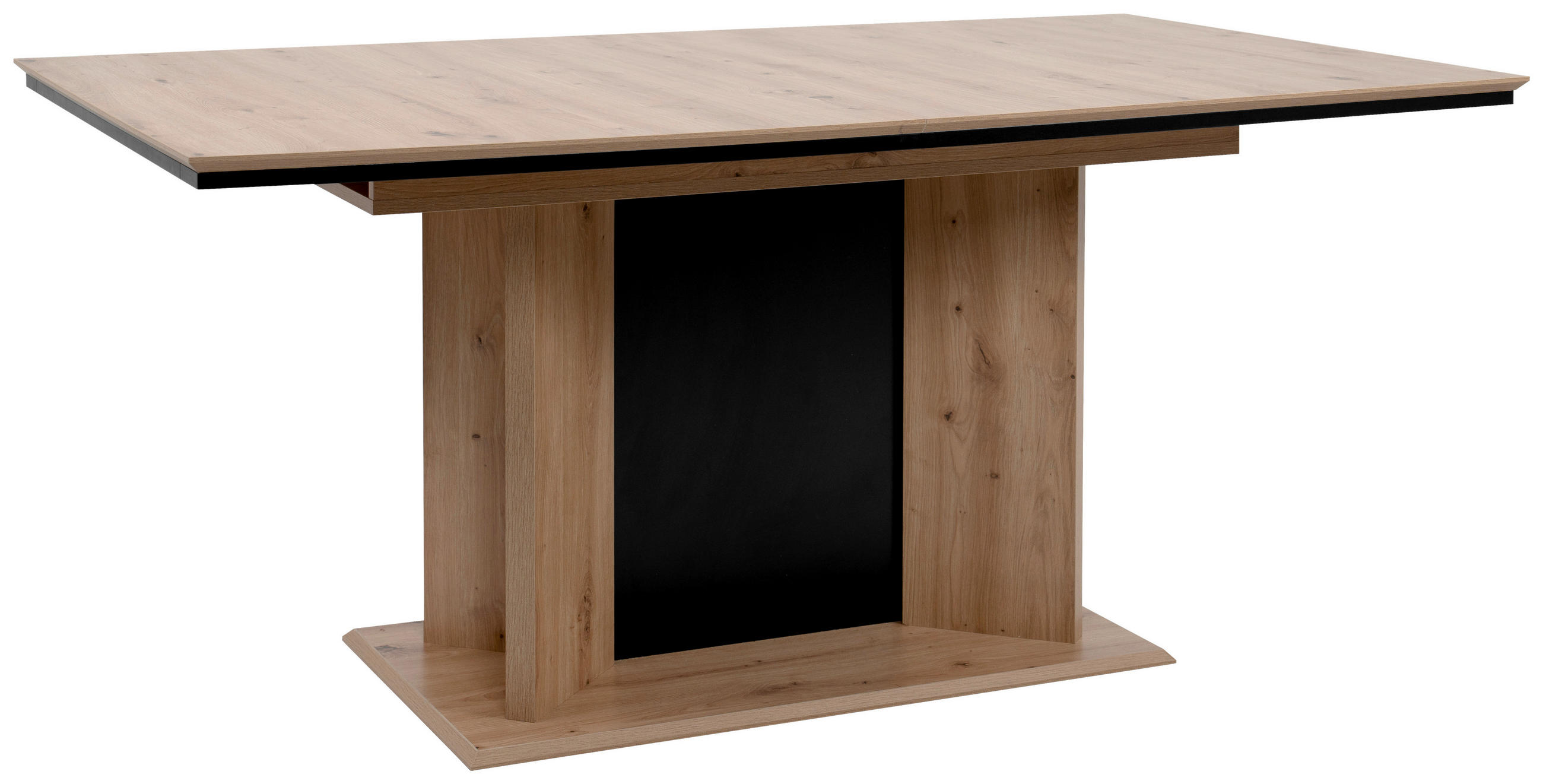 P & B Esstisch Schwarz, Eiche Artisan 160-200 cm