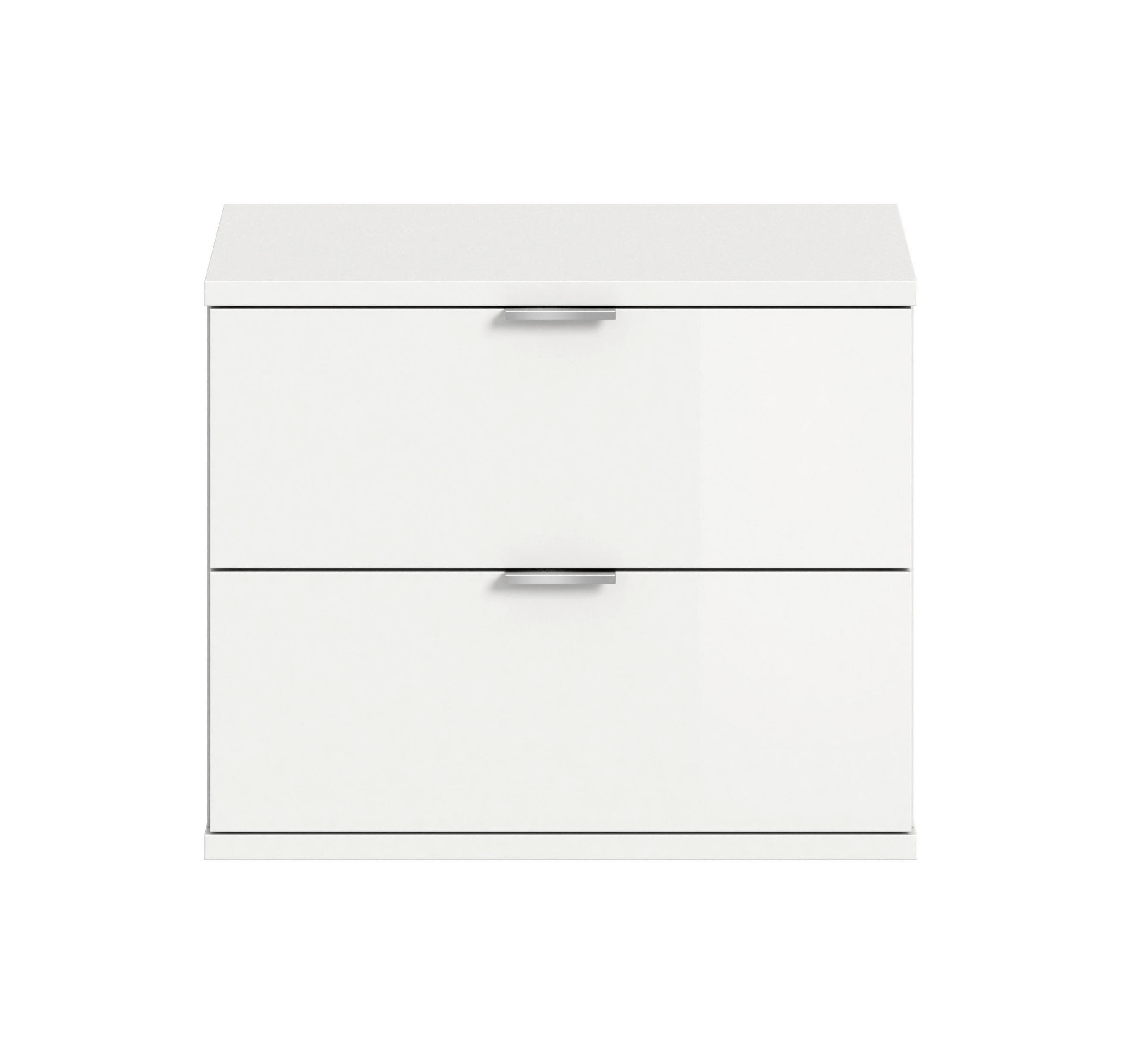 SCHUHBANK 52/42/32 cm  - Weiss Hochglanz/Chromfarben, Design, Holzwerkstoff/Kunststoff (52/42/32cm) - Livetastic