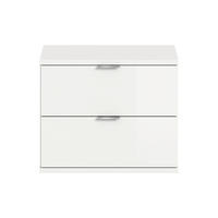 SCHUHBANK 52/42/32 cm  - Weiss Hochglanz/Chromfarben, Design, Holzwerkstoff/Kunststoff (52/42/32cm) - Livetastic