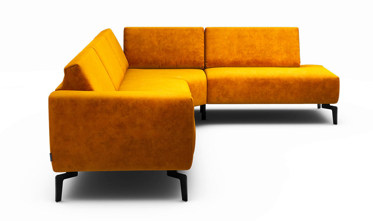 ECKSOFA Cosy Gelb Samt  - Gelb/Schwarz, Design, Textil/Metall (296/213cm) - SENSOO