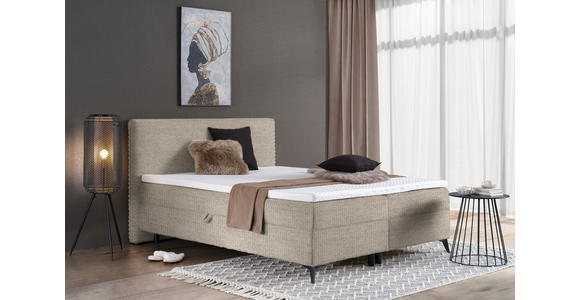 BOXBETT 180/200 cm in Beige - Beige/Schwarz, Design, Holz/Holzwerkstoff (180/200cm) - Xora