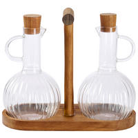 Set Olivieră Și Oțetieră - străveziu/culoare lemn acacia, Lifestyle, sticlă/lemn - Novel