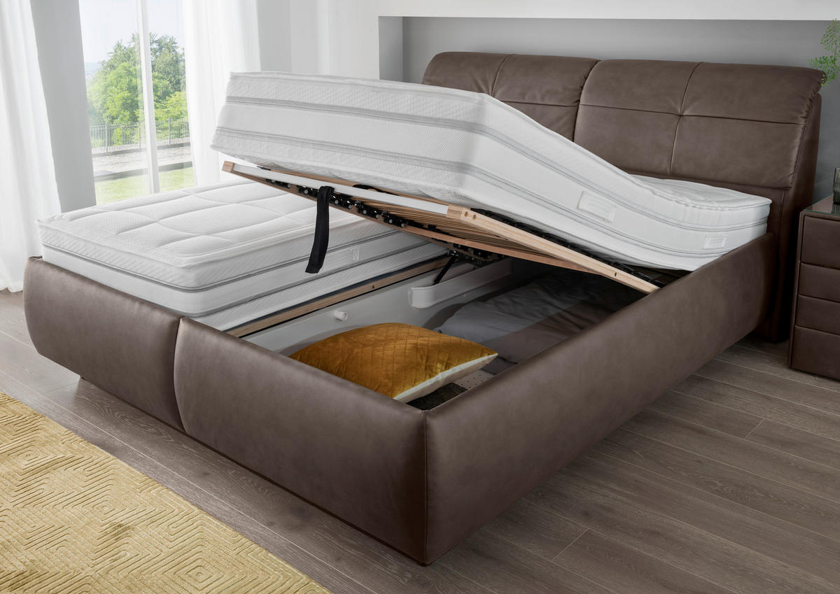 POLSTERBETT 180/200 cm  in Dunkelbraun  - Weiss/Dunkelbraun, Konventionell, Holz/Holzwerkstoff (180/200cm) - Beldomo - Sleep