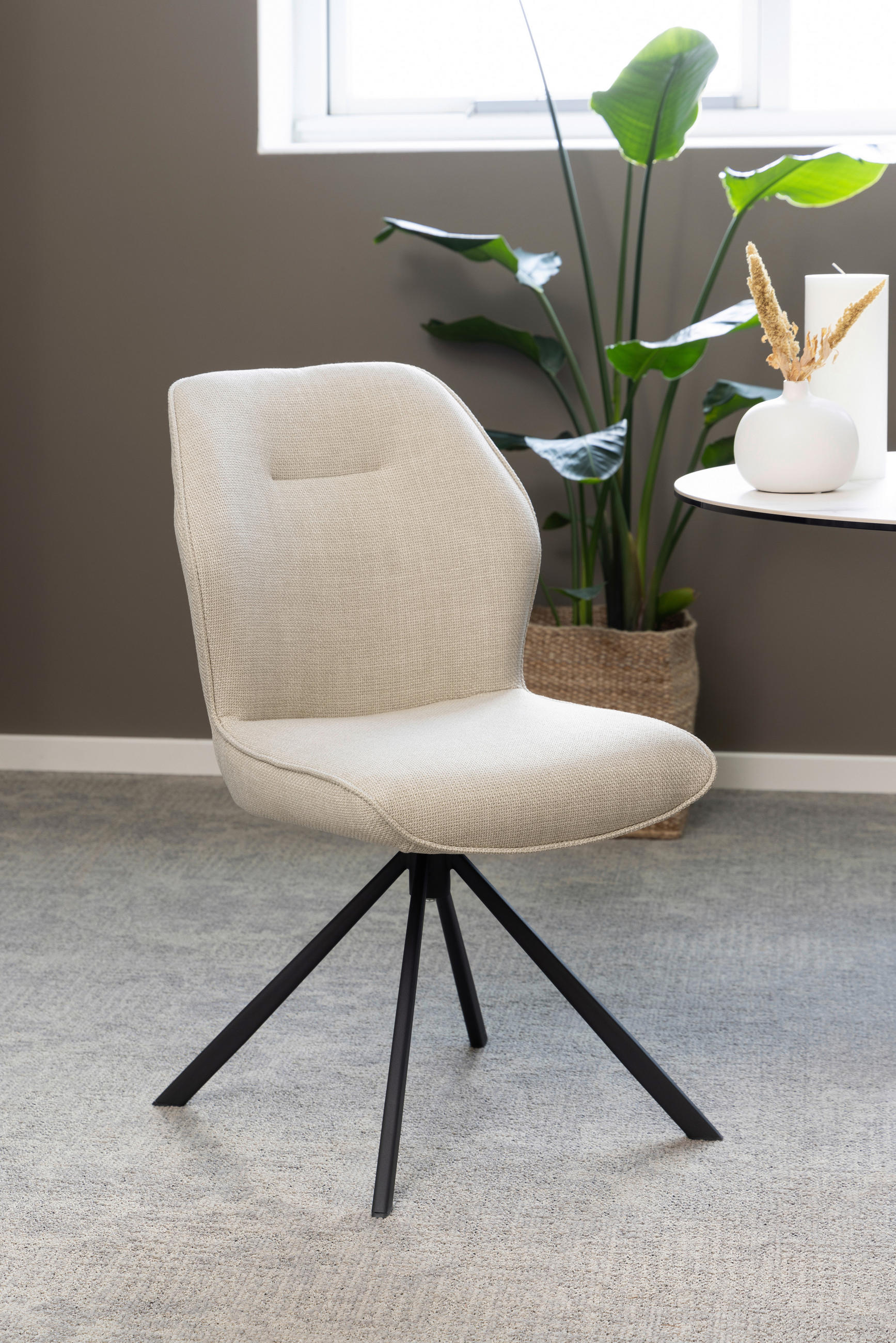 STUHL Webstoff Beige  - Beige/Schwarz, Design, Textil/Metall (51/90/62cm) - MID.YOU