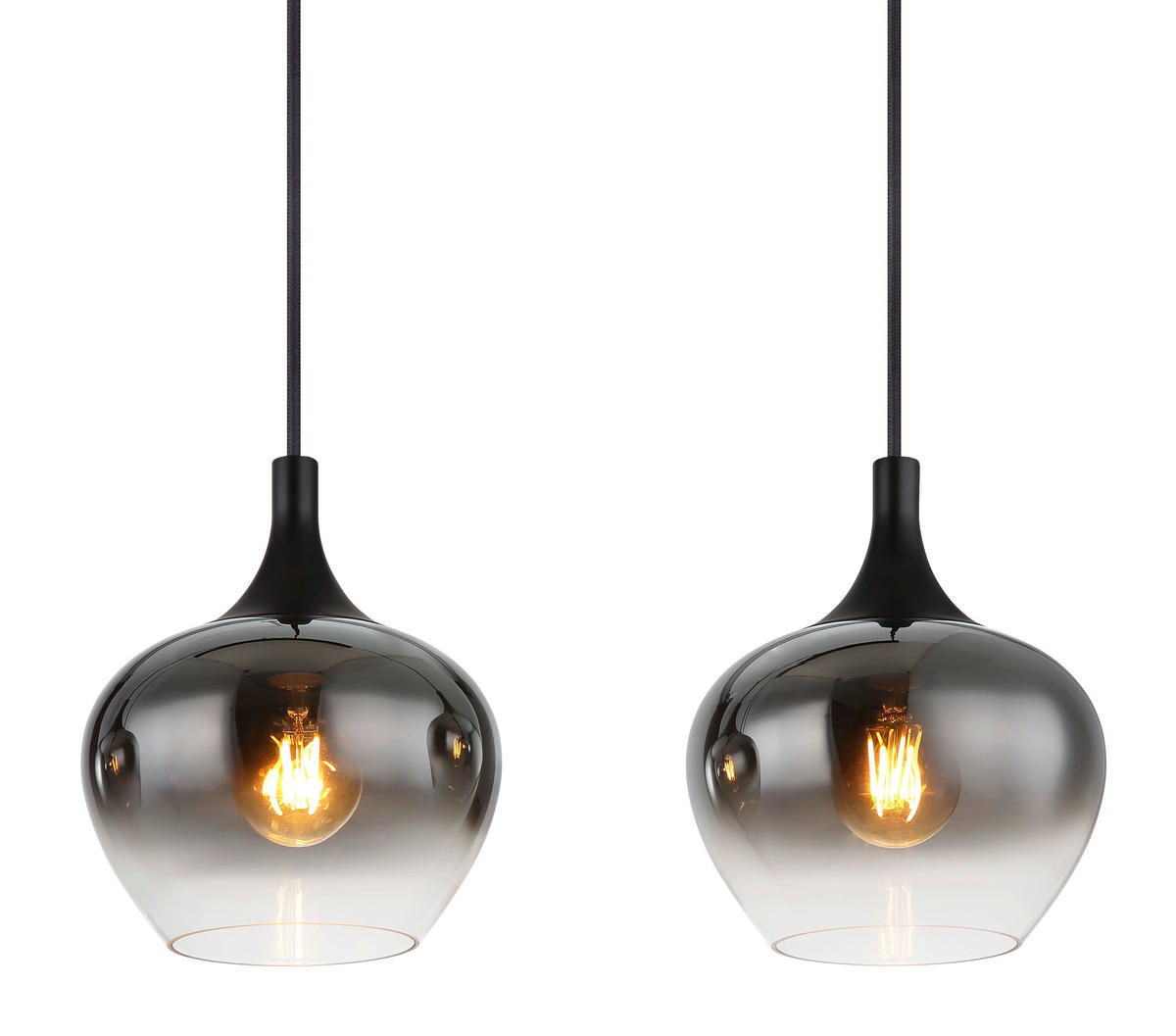 HÄNGELEUCHTE 100/18/120 cm    - Schwarz, Design, Glas/Metall (100/18/120cm) - Globo