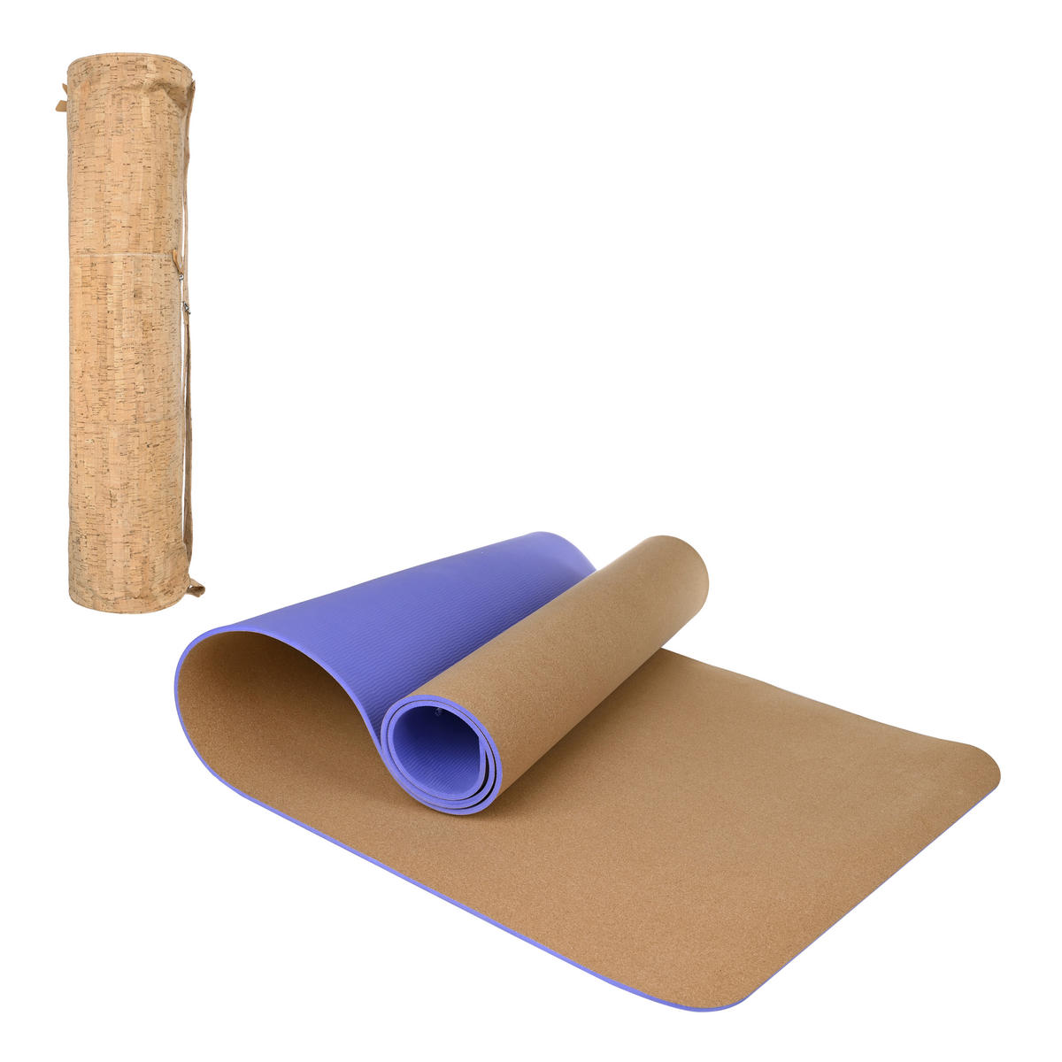 YOGAMATTE - Beige/Lila, Basics, Holz/Kunststoff (183/61/0,4cm) - Ambia Home