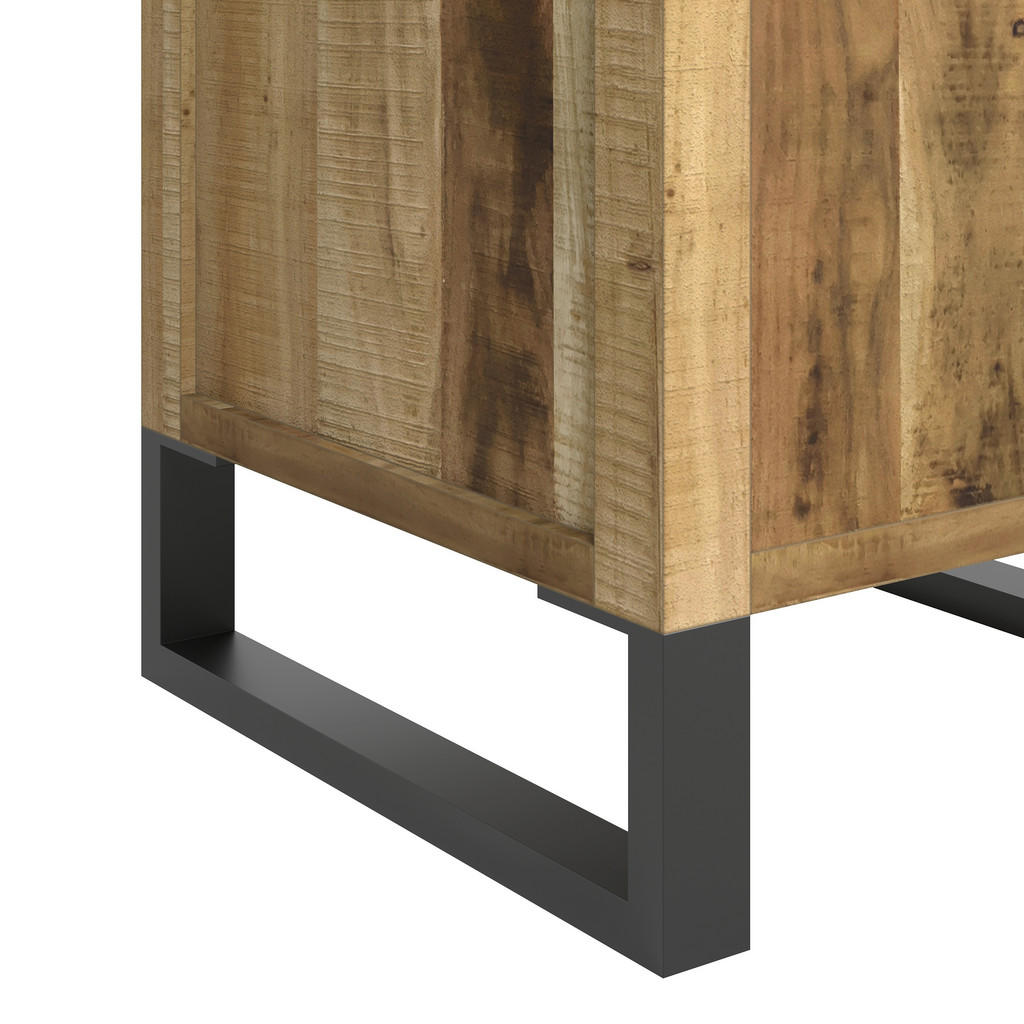 Thumbnail - Livetastic Hochschrank, Akazie, Metall, Akazie, massiv, Holz, 2 Fächer, 43x192x40 cm, Badezimmer, Badezimmerschränke, Ho...