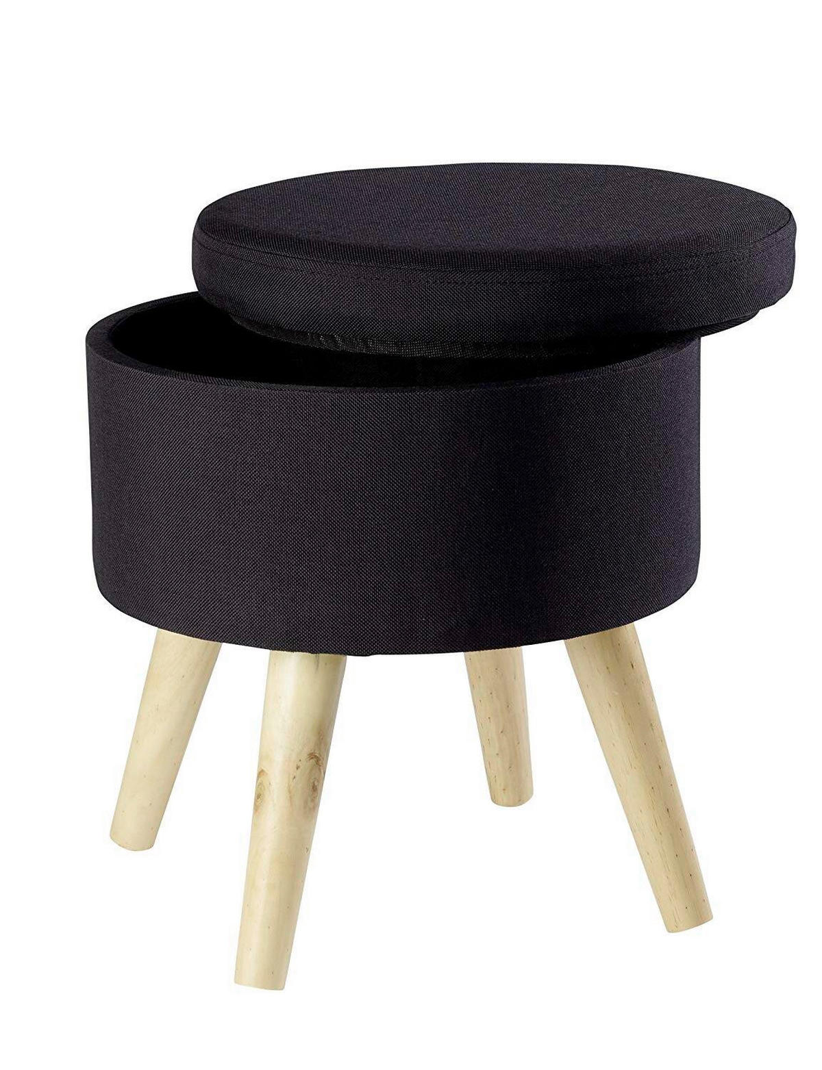 HOCKER in Textil Schwarz  - Schwarz, Design, Holz/Textil (32,5/36/32,5cm) - Echtwerk
