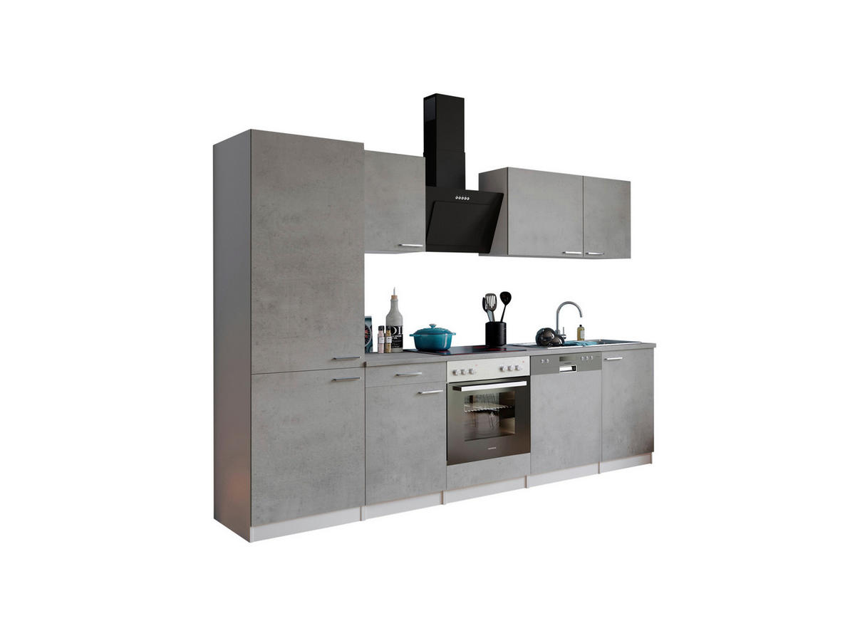 KÜCHENBLOCK 280 cm   in Grau, Weiß  - Edelstahlfarben/Weiß, Basics, Holzwerkstoff/Metall (280cm) - Respekta