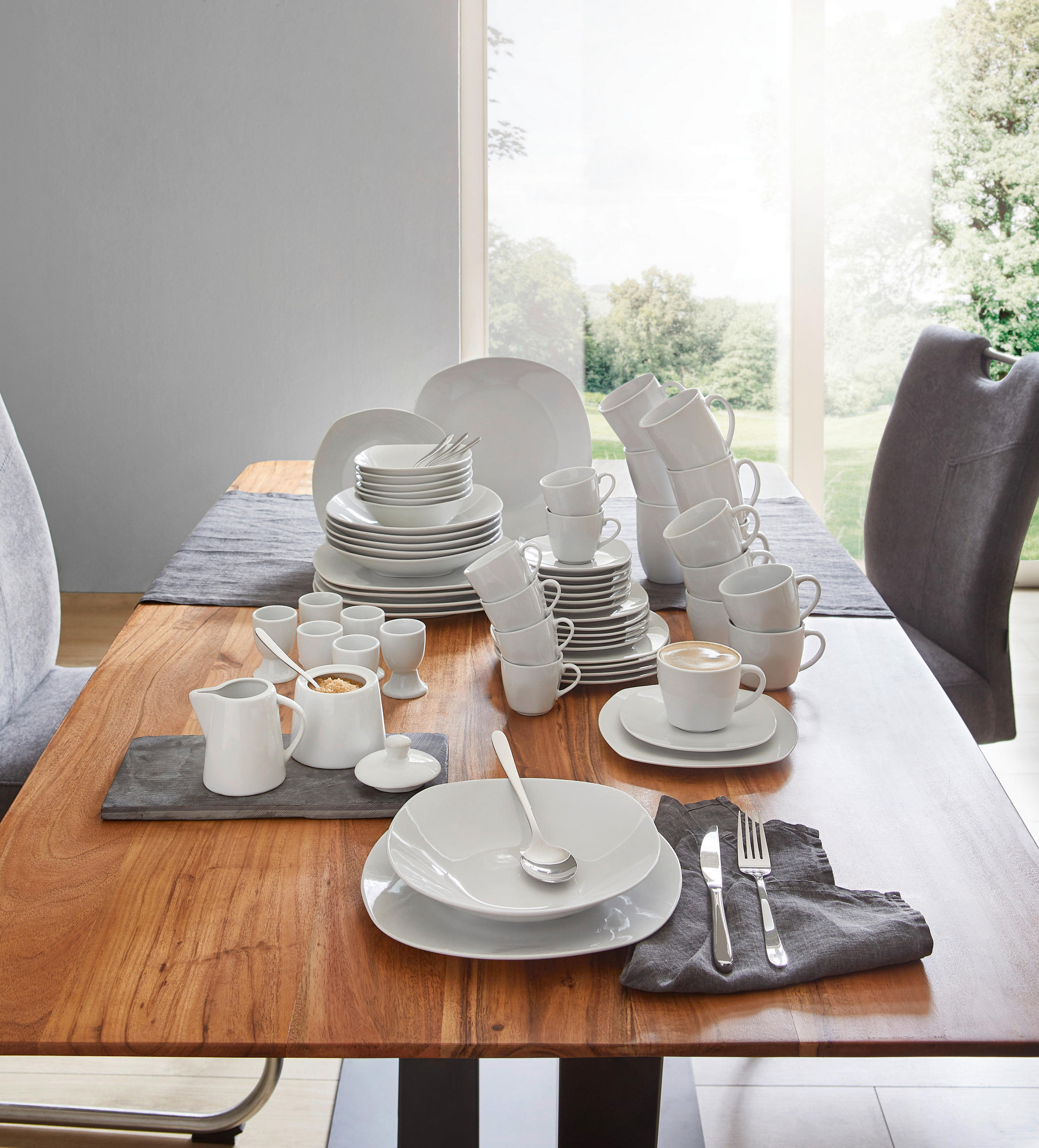 KOMBISERVICE Weiß Atrium 62-teilig 6 Personen  - Weiß, Basics, Keramik - Van Well
