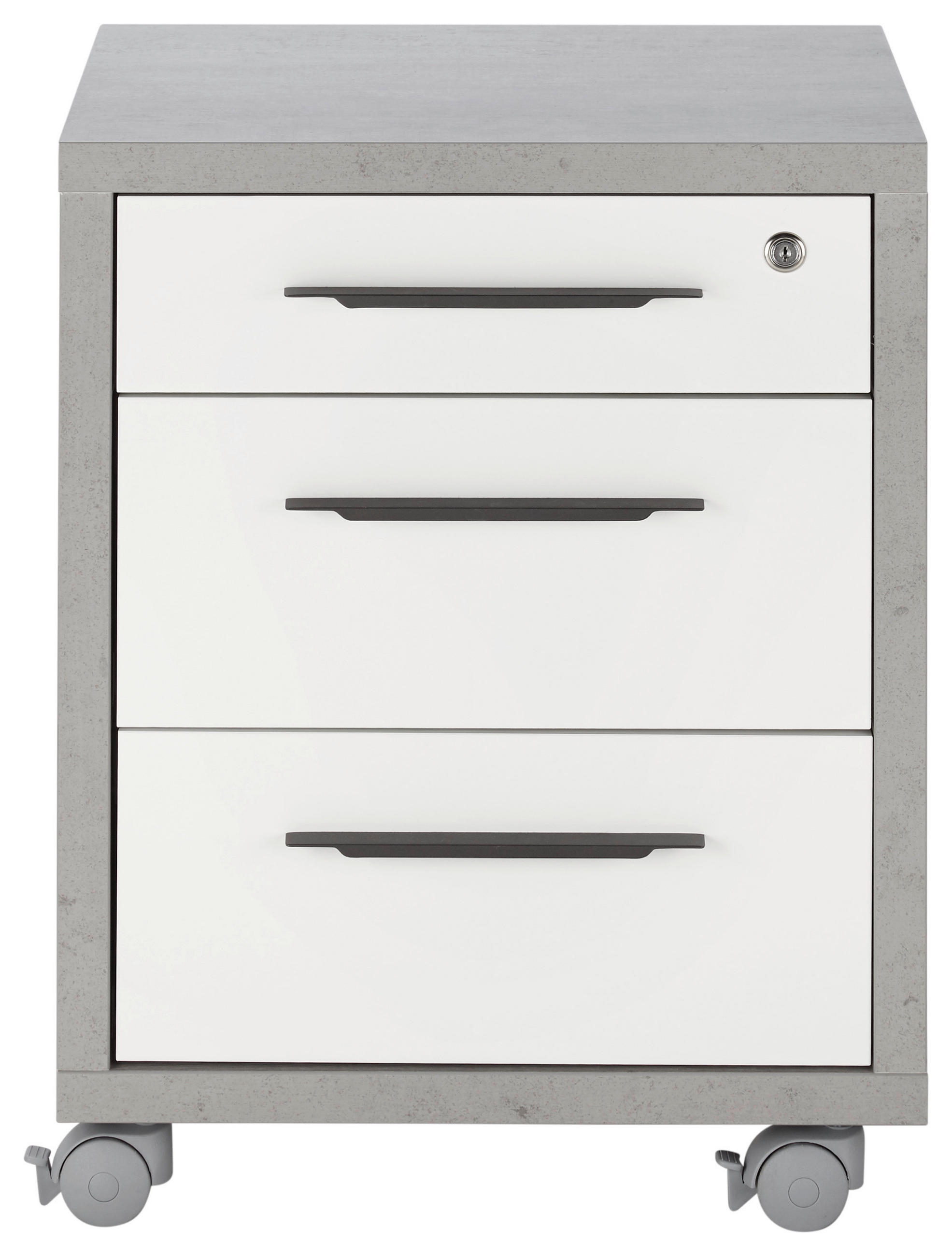 KONTAJNER NA KOLIESKACH, 47/63/45 cm - sivá/biela, Modern, kov/kompozitné drevo (47/63/45cm) - Carryhome
