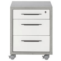 KONTAJNER NA KOLIESKACH, 47/63/45 cm - sivá/biela, Modern, kov/kompozitné drevo (47/63/45cm) - Carryhome