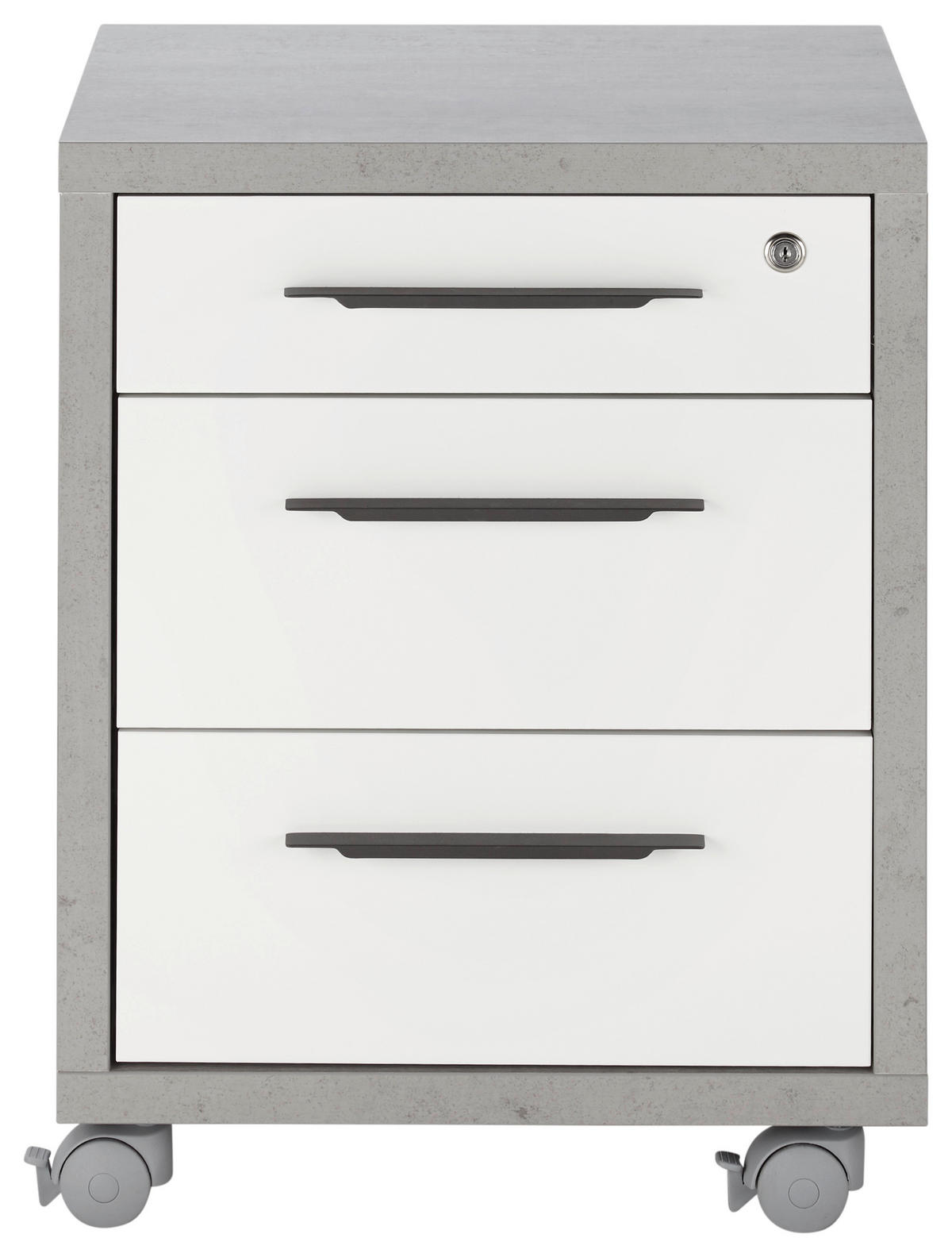 KONTAJNER NA KOLIESKACH, 47/63/45 cm - sivá/biela, Modern, kov/kompozitné drevo (47/63/45cm) - Carryhome