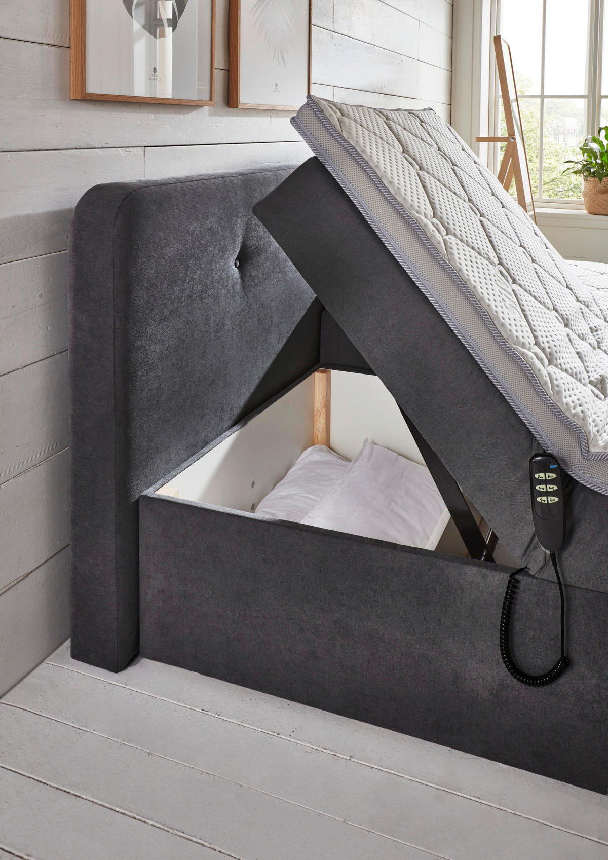 BOXSPRINGBETT 180/200 cm  in Grau  - Schwarz/Grau, KONVENTIONELL, Kunststoff/Textil (180/200cm) - Carryhome