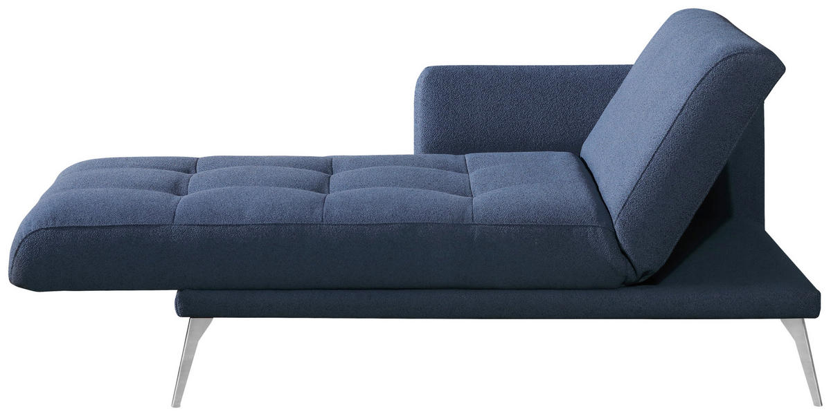 RÉCAMIERE Dunkelblau  - Chromfarben/Dunkelblau, Konventionell, Textil/Metall (200/85/106cm) - Novel