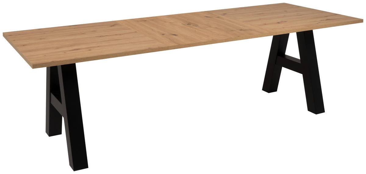 ESSTISCH Schwarz, Eiche Artisan rechteckig  ausziehbar  - Schwarz/Eiche Artisan, Design, Holzwerkstoff (157/90/75cm) - MID.YOU