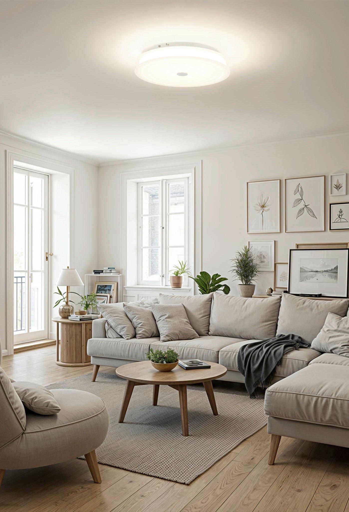 LED-DECKENLEUCHTE Mesa 43/8 cm   - Weiß, Design, Glas/Kunststoff (43/8cm) - Novel