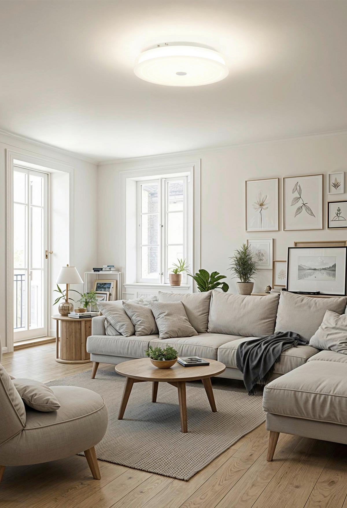 STROPNÉ LED SVIETIDLO, 43/8 cm  - biela, Design, kov/plast (43/8cm) - Novel