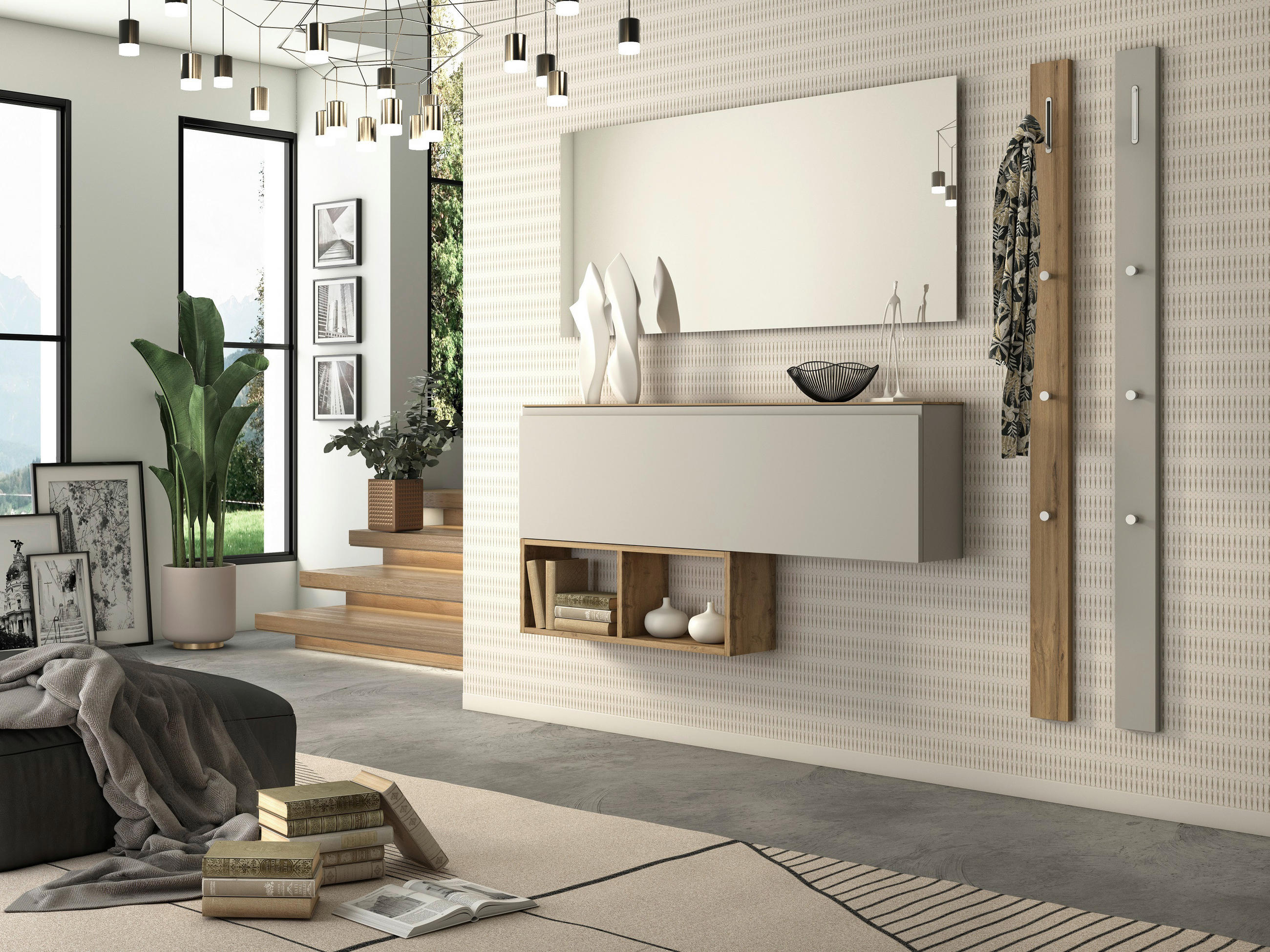 GARDEROBE 5-teilig  in 180/185/22 cm  - Sandfarben/Eichefarben, Design, Holzwerkstoff (180/185/22cm) - Moderano
