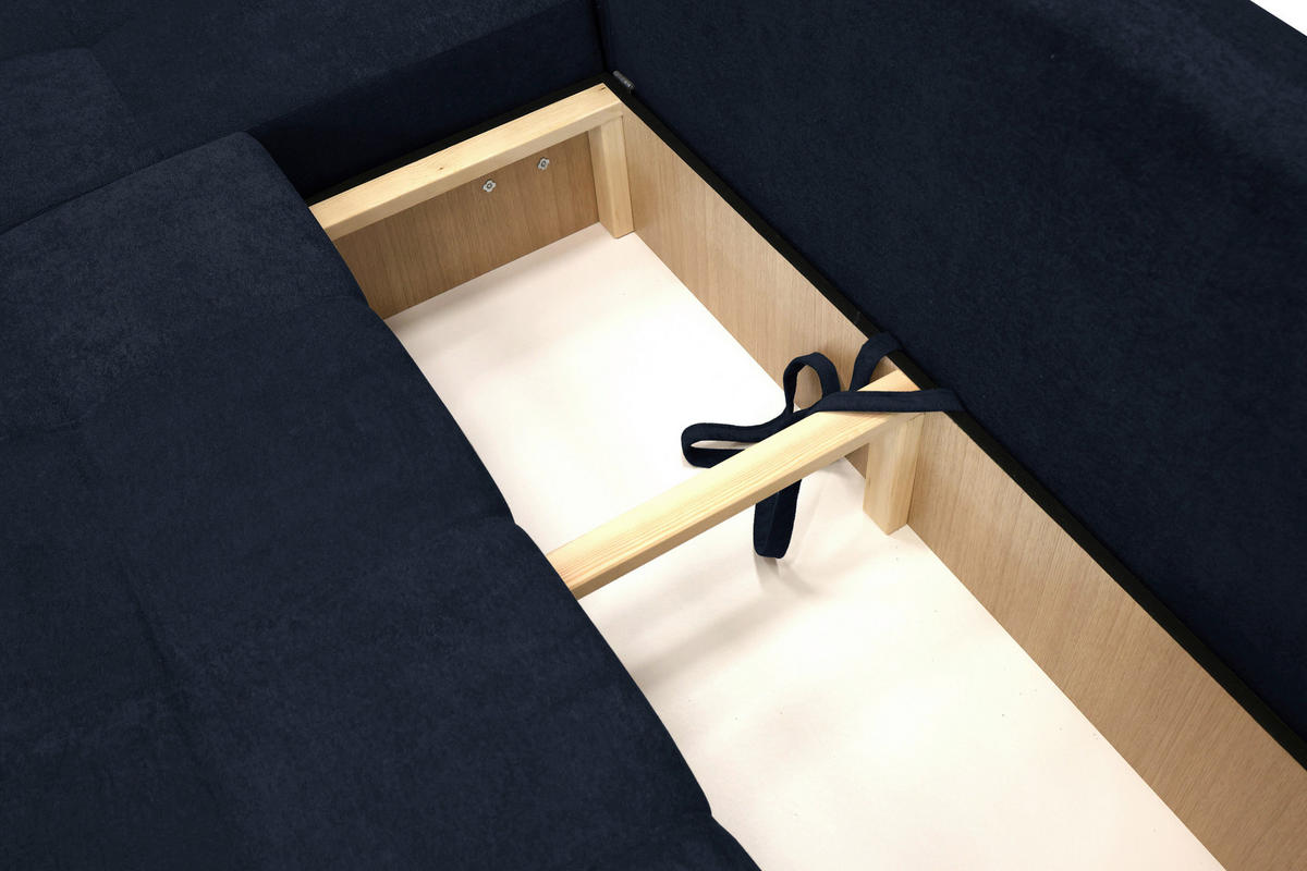 ECKSOFA LAGUNA in Frottee Dunkelblau  143/260 cm  - Schwarz/Dunkelblau, Design, Kunststoff/Textil (143/260cm) - MID.YOU