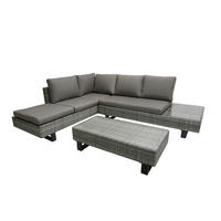 LOUNGEGARNITUR 3-teilig   Aluminium  - Klar/Schwarz, Basics, Glas/Kunststoff - Gardenson