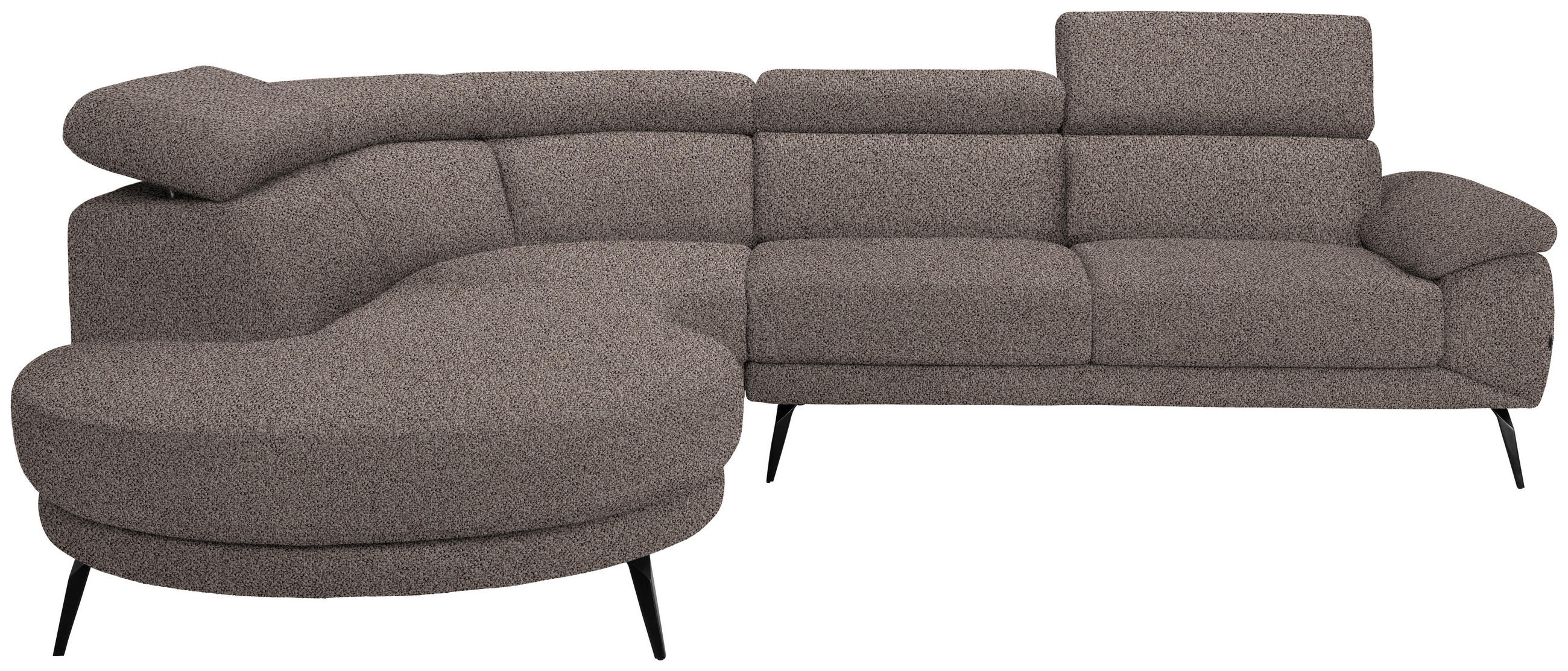 ECKSOFA Graubraun Velours  - Graubraun/Schwarz, Design, Textil/Metall (264/299cm) - Novel