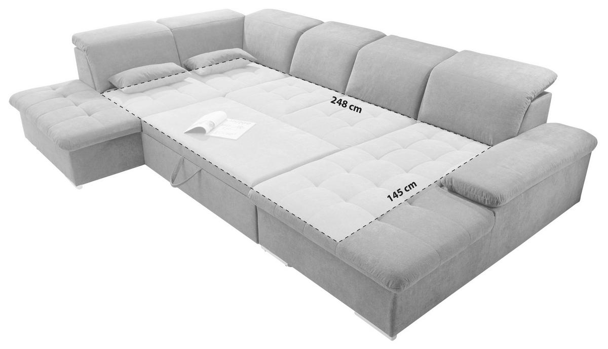 WOHNLANDSCHAFT  in Mikrovelours Dunkelgrau  - Dunkelgrau/Silberfarben, KONVENTIONELL, Kunststoff/Textil (240/340/188cm) - MID.YOU