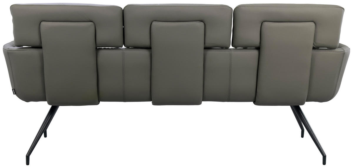 SITZBANK 200/91/70 cm Echtleder Dunkelgrau, Schwarz  - Dunkelgrau/Schwarz, Design, Leder/Metall (200/91/70cm) - Dieter Knoll