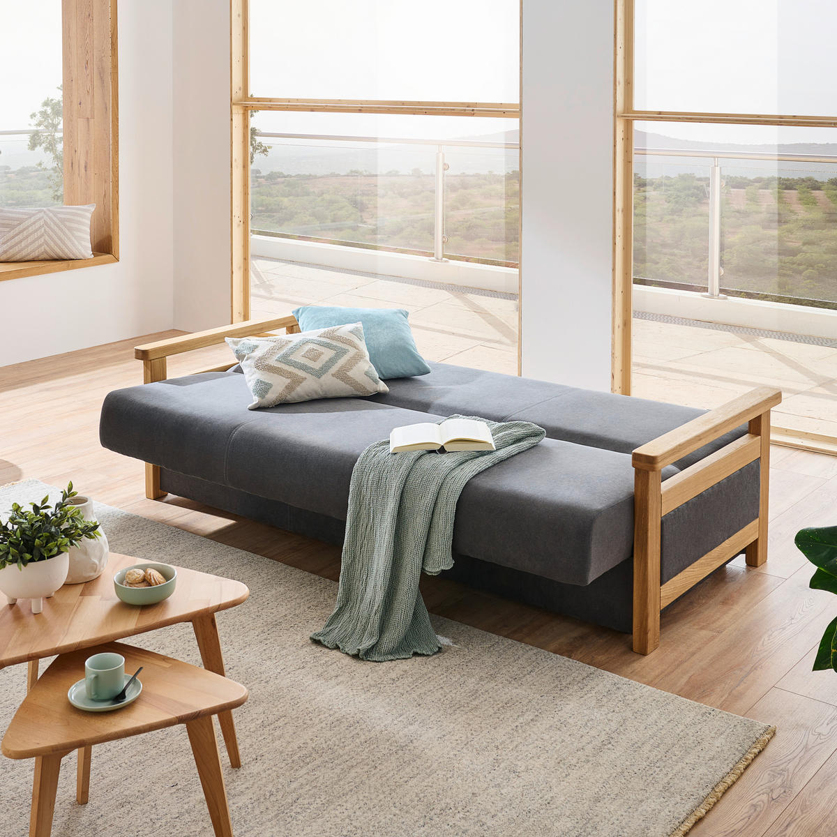 BÄDDSOFFA i grå  - grå, Klassisk, trä/textil (220/90/90cm) - Venda