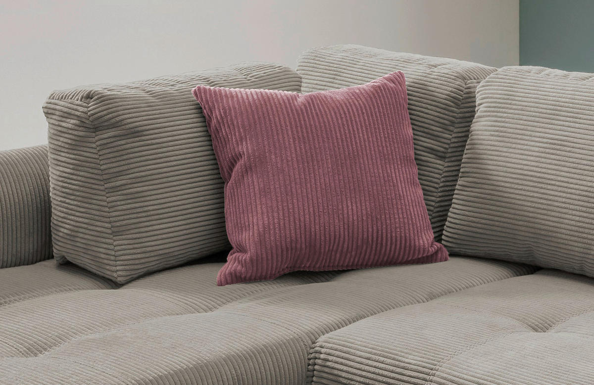 ECKSOFA in Cord Graubraun  - Koralle/Graubraun, Design, Holz/Textil (190/250cm) - MID.YOU