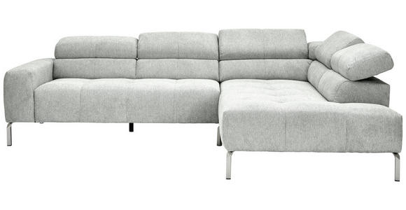 ECKSOFA Hellgrau Flachgewebe - Chromfarben/Hellgrau, KONVENTIONELL, Textil/Metall (282/224cm) - Hom`in