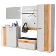 GARDEROBE 5-teilig  in 284/201/37 cm  - Eichefarben/Weiß, Design, Glas/Holzwerkstoff (284/201/37cm) - Xora