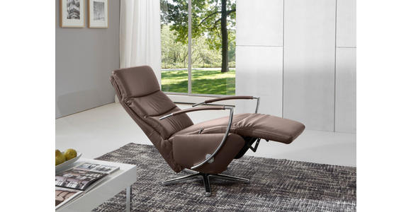 RELAXSESSEL in Leder Grau  - Grau, Design, Leder/Metall (67/108/77cm) - Cantus