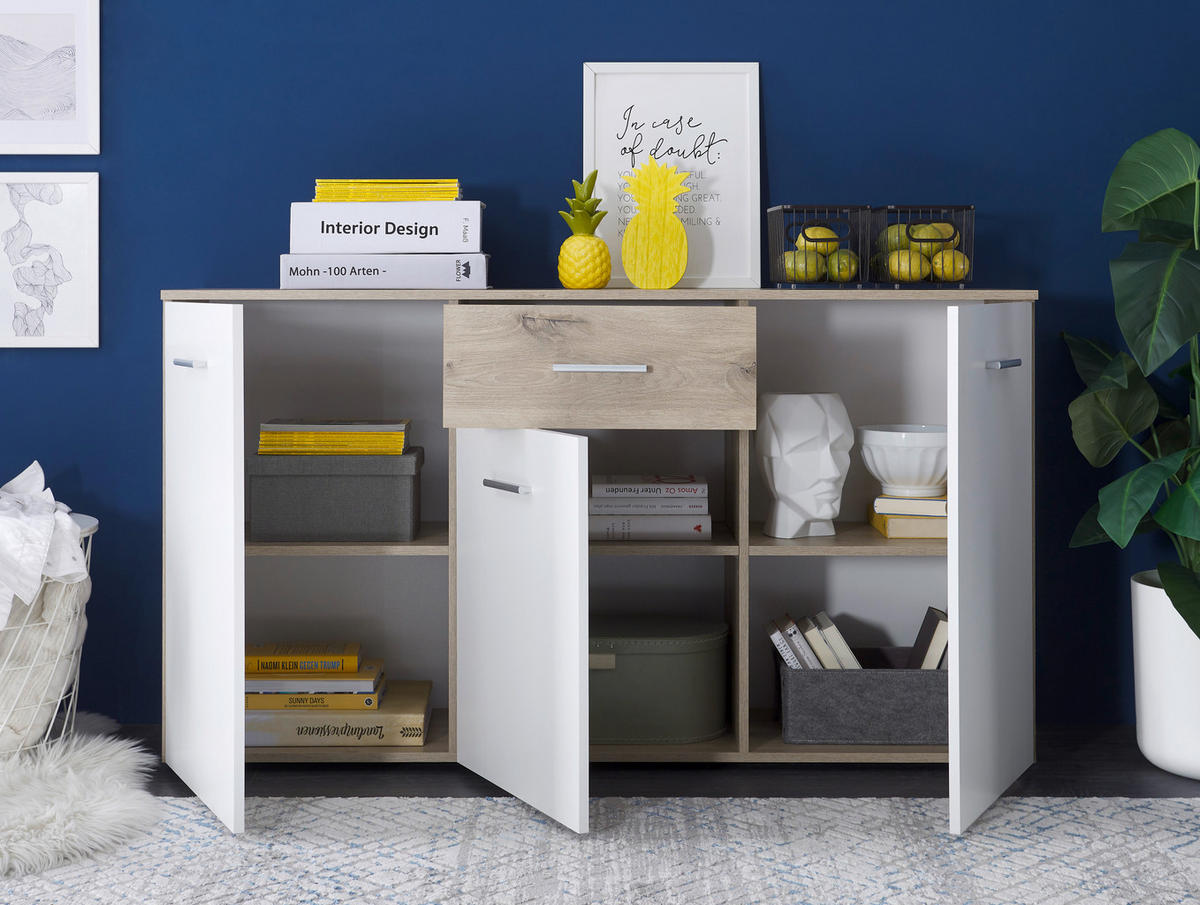 SIDEBOARD  in 150/82/40 cm  - Eichefarben/Silberfarben, Design, Holzwerkstoff/Kunststoff (150/82/40cm) - MID.YOU