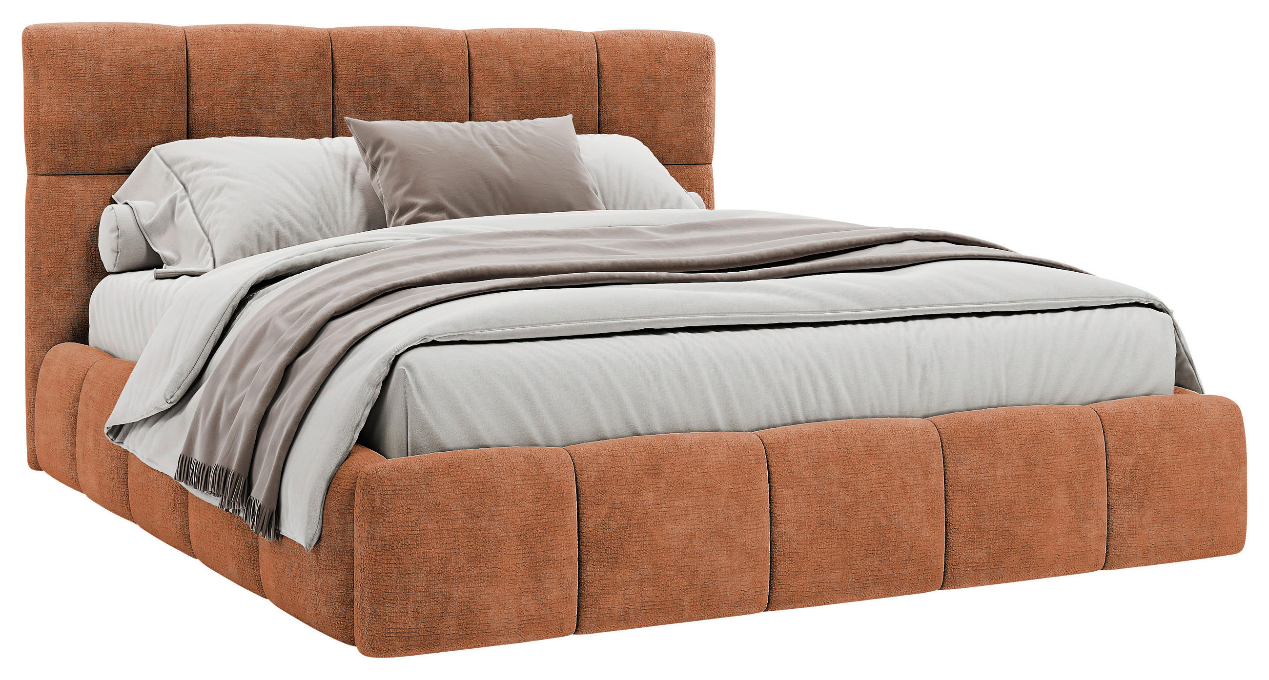 POLSTERBETT 160/200 cm,  in Rostfarben, gepolstertes Kopfteil, Lattenrost, Bettkasten,  - Rostfarben/Schwarz, MODERN, Holz/Holzwerkstoff (160/200cm) - MID.YOU