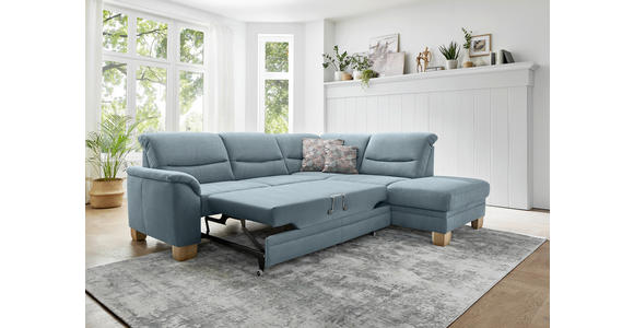 ECKSOFA Blau Mikrofaser  - Wildeiche/Blau, KONVENTIONELL, Holz/Textil (254/224cm) - Carryhome