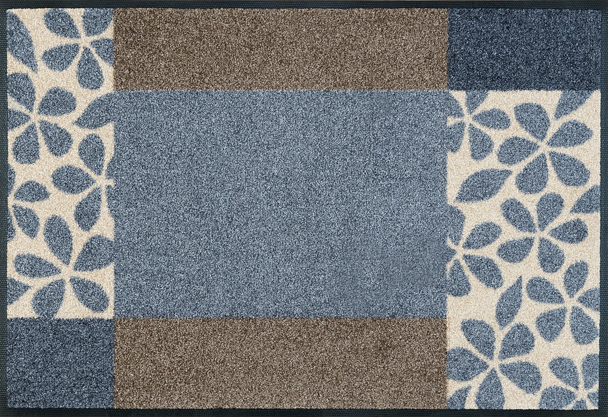 FUßMATTE  50/75 cm  Blau, Braun, Weiß  - Blau/Braun, KONVENTIONELL, Kunststoff/Textil (50/75cm) - wash+dry