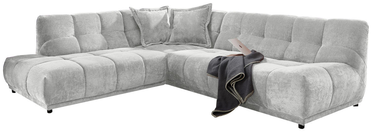 ECKSOFA Chenille Silberfarben  - Silberfarben/Schwarz, Modern, Kunststoff/Textil (250/284cm) - Livetastic