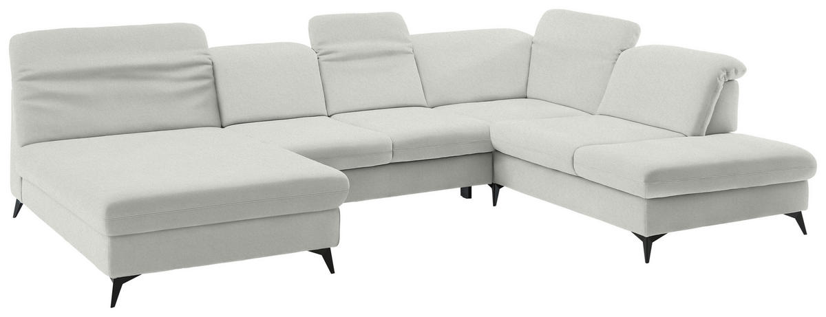 WOHNLANDSCHAFT  in Chenille Beige  - Beige/Schwarz, Design, Textil/Metall (198/369/255cm) - Beldomo Style