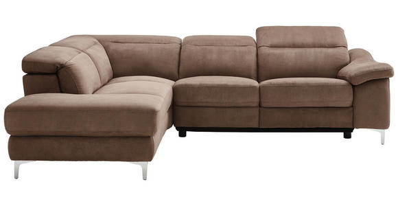 WOHNLANDSCHAFT Braun, Chromfarben Struktur - Chromfarben/Braun, Design, Holz/Textil (219/267cm) - Cantus