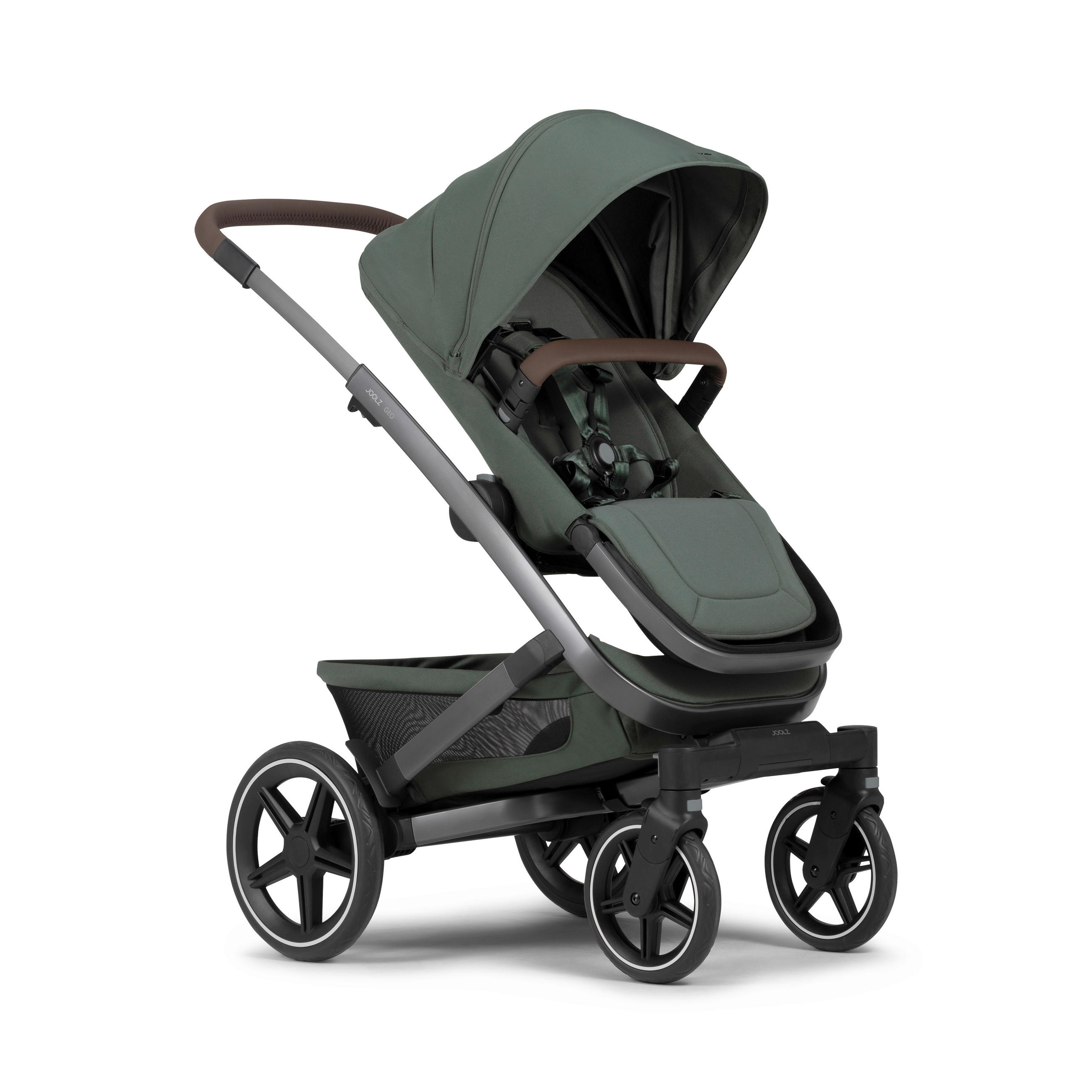 KINDERWAGENSET  Geo3 Mono  Forest Green  - Dunkelgrün/Grau, Basics, Textil/Metall (60/92-113/77-105cm) - Joolz