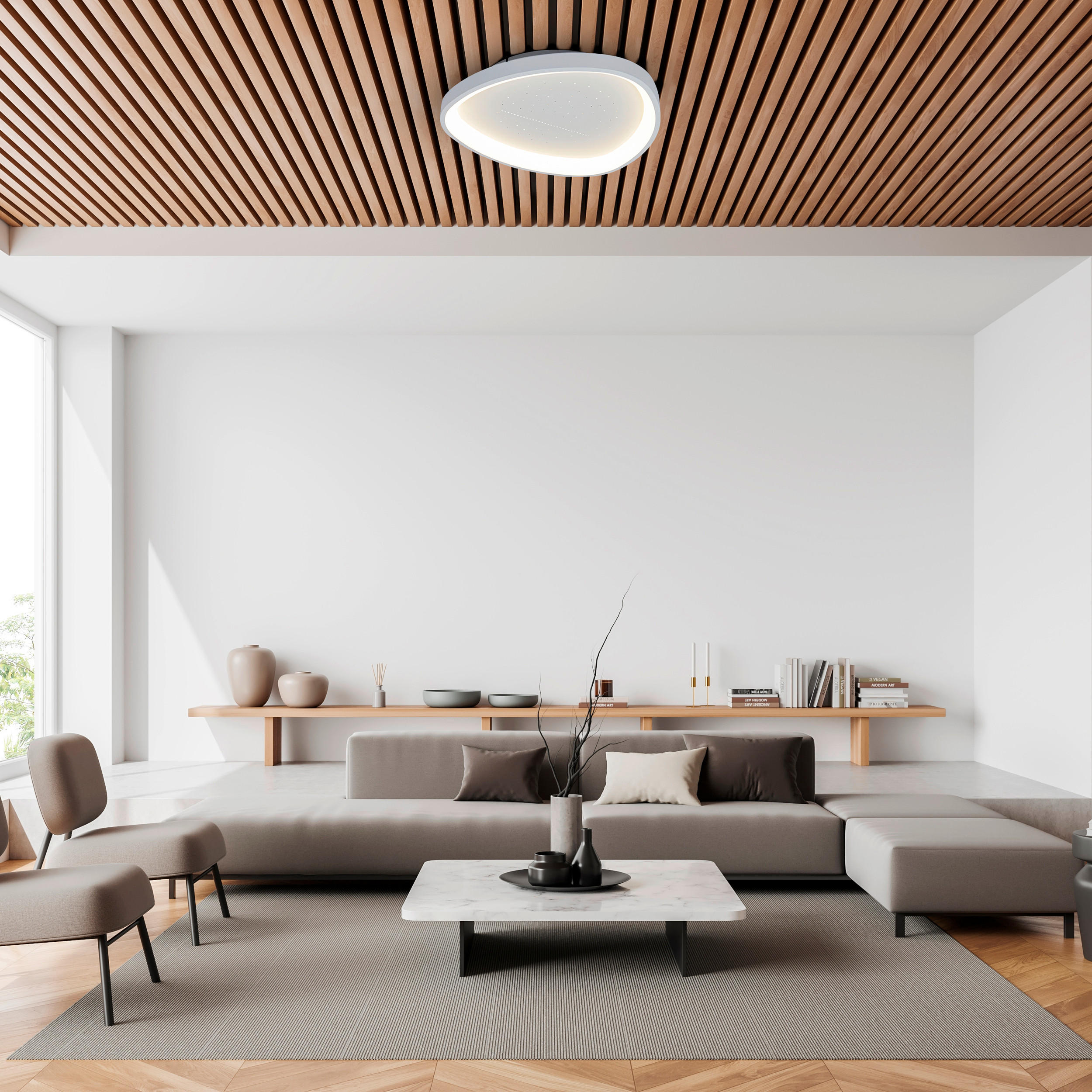 LED-DECKENLEUCHTE ARGESA 60,5/60,5/7,1 cm   - Weiß, Design, Kunststoff/Metall (60,5/60,5/7,1cm) - Näve